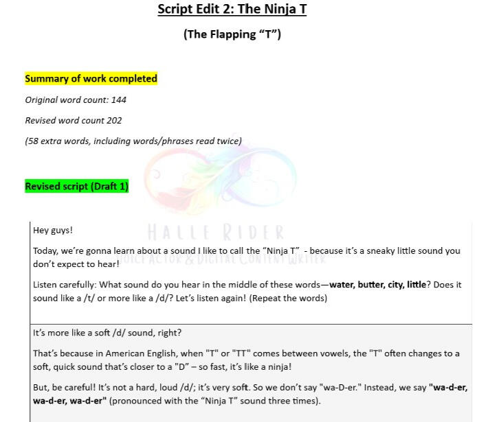 Video Script Edit